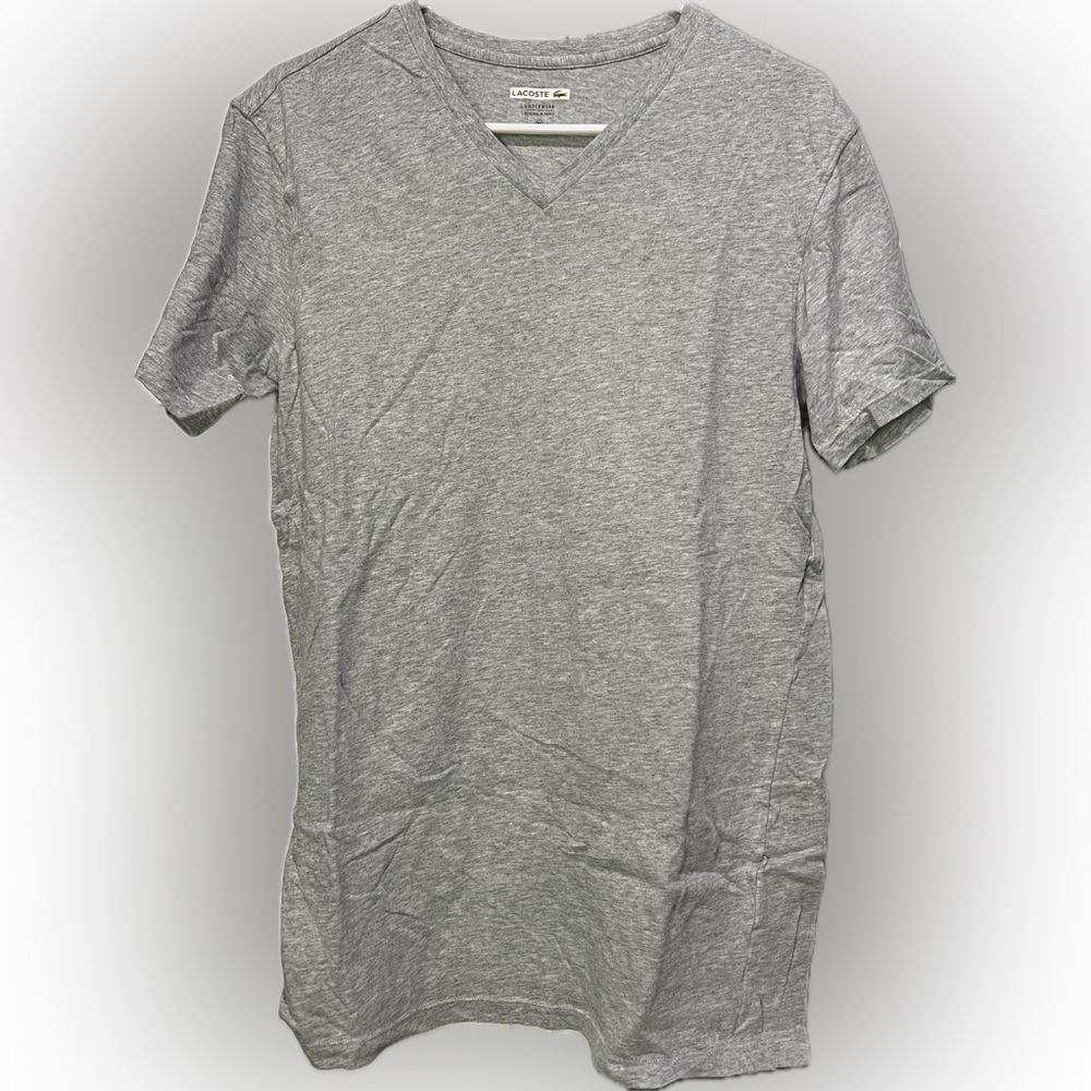 Lacoste Gray V-Neck T-Shirt